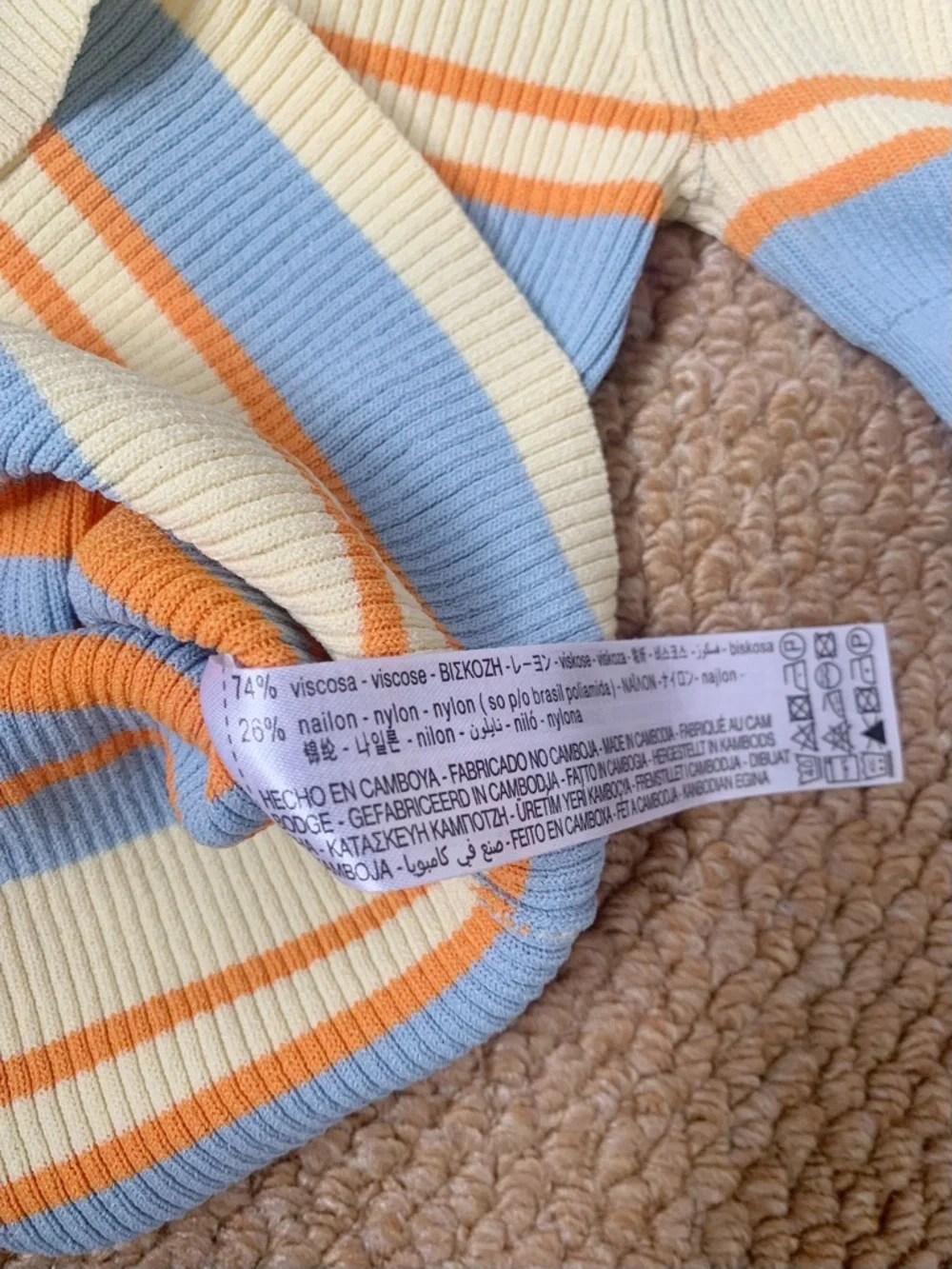 ZARA Pastel Stripe Ribbed Knit Top Size S - Picture 4 of 4